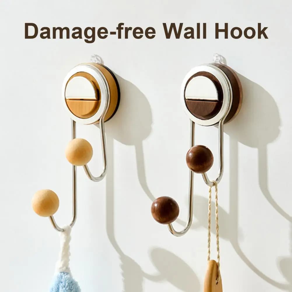 Door Back Hook Double Hook Wall Mount Hook Load-bearing Non-slip Wall with Strong Vacuum Suction Cup Reusable Bathroom Kitchen