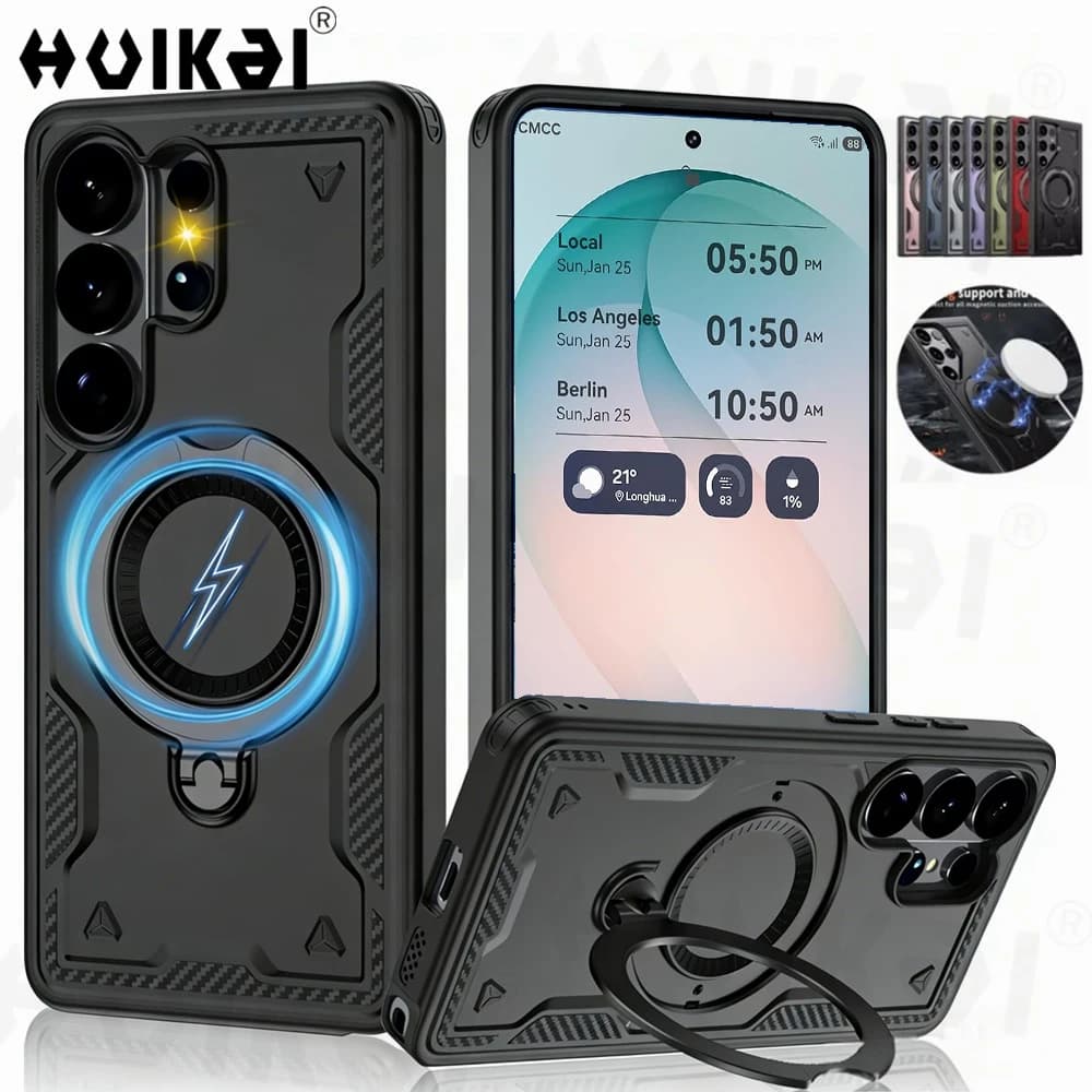 Magnetic Case For Samsung Galaxy S26 Ultra S25 Ultra S24 A56 A36 A17 MagSafe Upgrade Rotatable Stand Protection Kickstand Covers