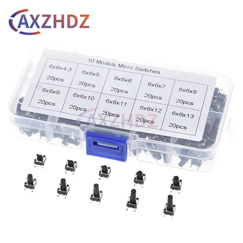 10 models 6*6 Height: 4.3 5~13MM Tattoo Switch Kit DIP 4P Micro Switch 6x6x5 Key Switch for Arduino