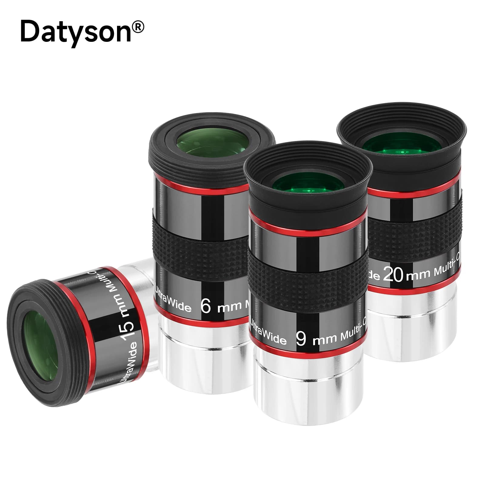 Datyson 1,25 pollici 68 ° Serie di oculari grandangolari da 6-9-15-20 mm per telescopi astronomici - 4 specifiche opzionali