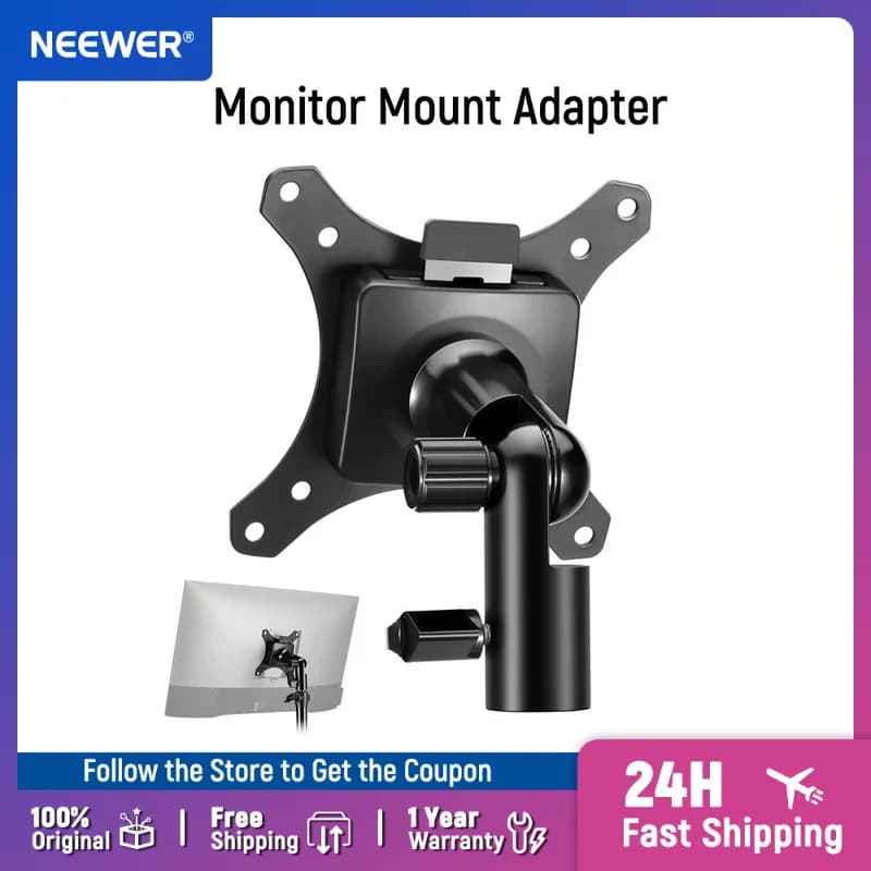 Adattatore per montaggio su monitor NEEWER con attacco VESA a sgancio rapido 270 ° Adattatore per supporto leggero con supporto C regolabile in metallo da 5/8" MA010