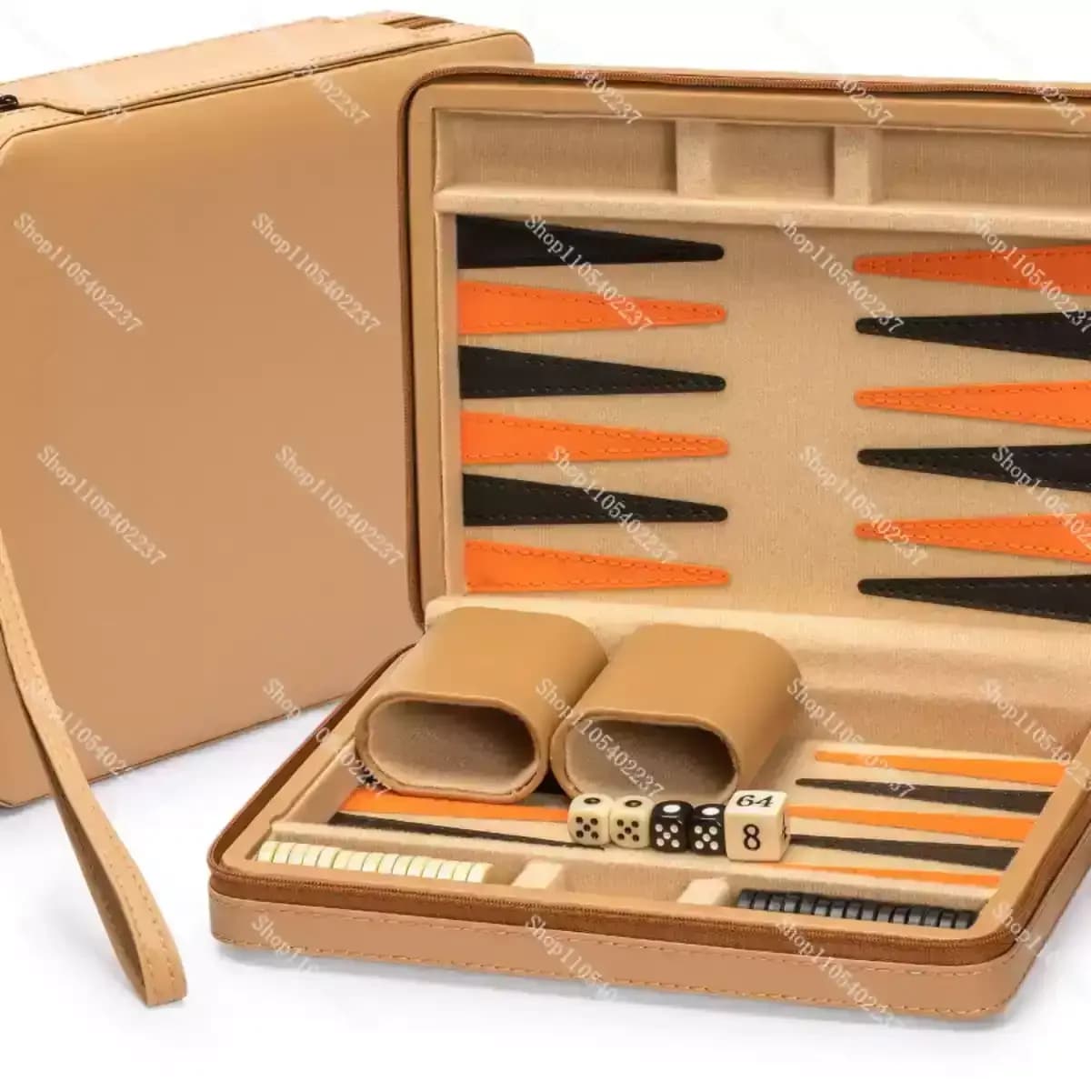 Custodia in pelle per scacchi e backgammon in acrilico - Mini edizione da viaggio