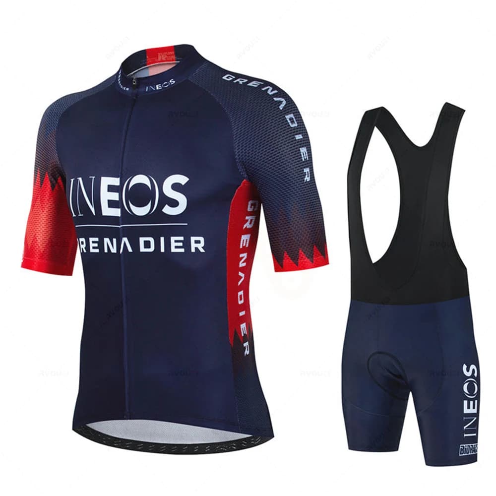 Ineos Summer Sports Team Training Bicycle Clothing Breathable Men Short Sleeve Cycling Jersey Set MTB Bike Bib Shorts Ciclismo
