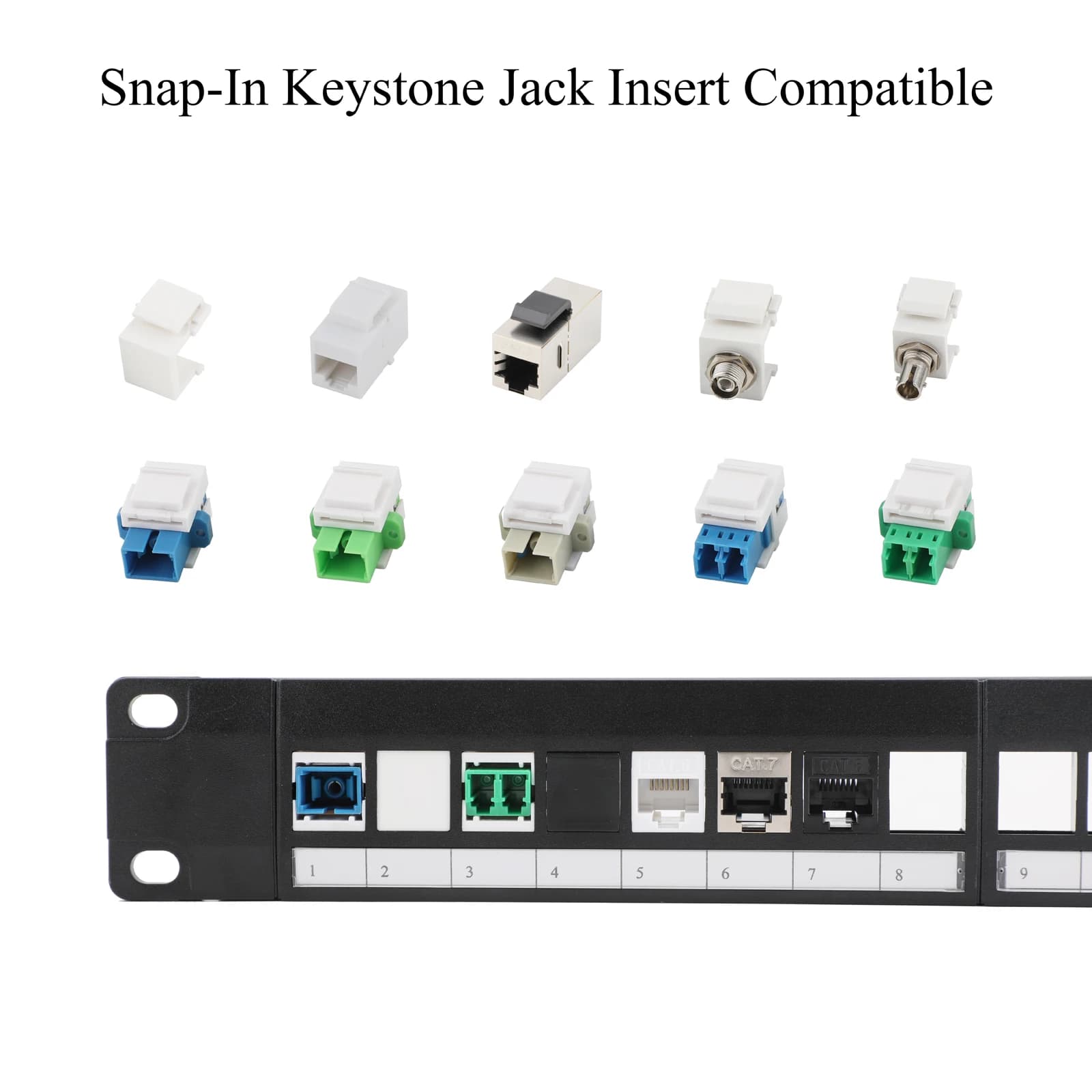 1/2 Pezzi Pannello Patch Vuoto 24/48 Porte 1U/2U 19\" con Supporto per Gestione Cavi Montaggio a Rack/Parete per Prese Keyston