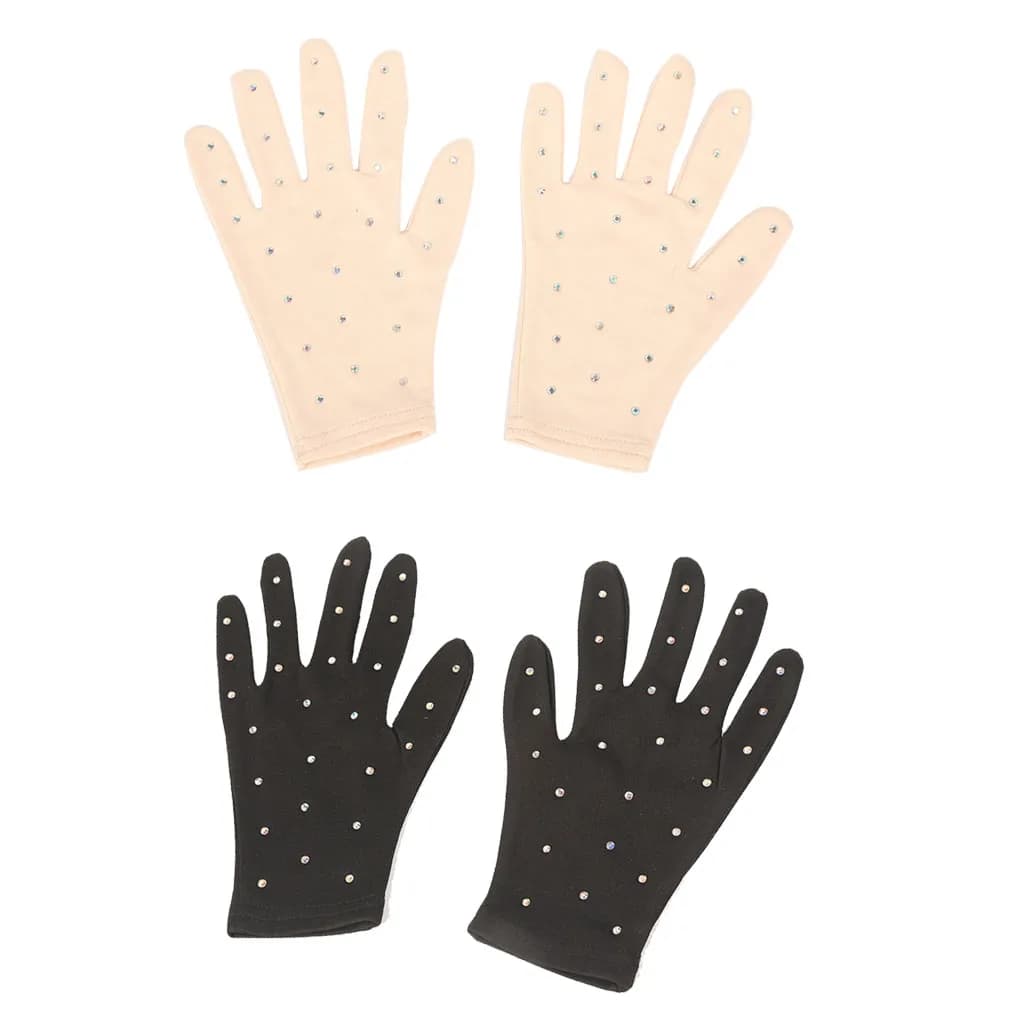 Wrist Gloves for Figure skating Gloves Crystal Gloves Outdoor Cycling Black L
