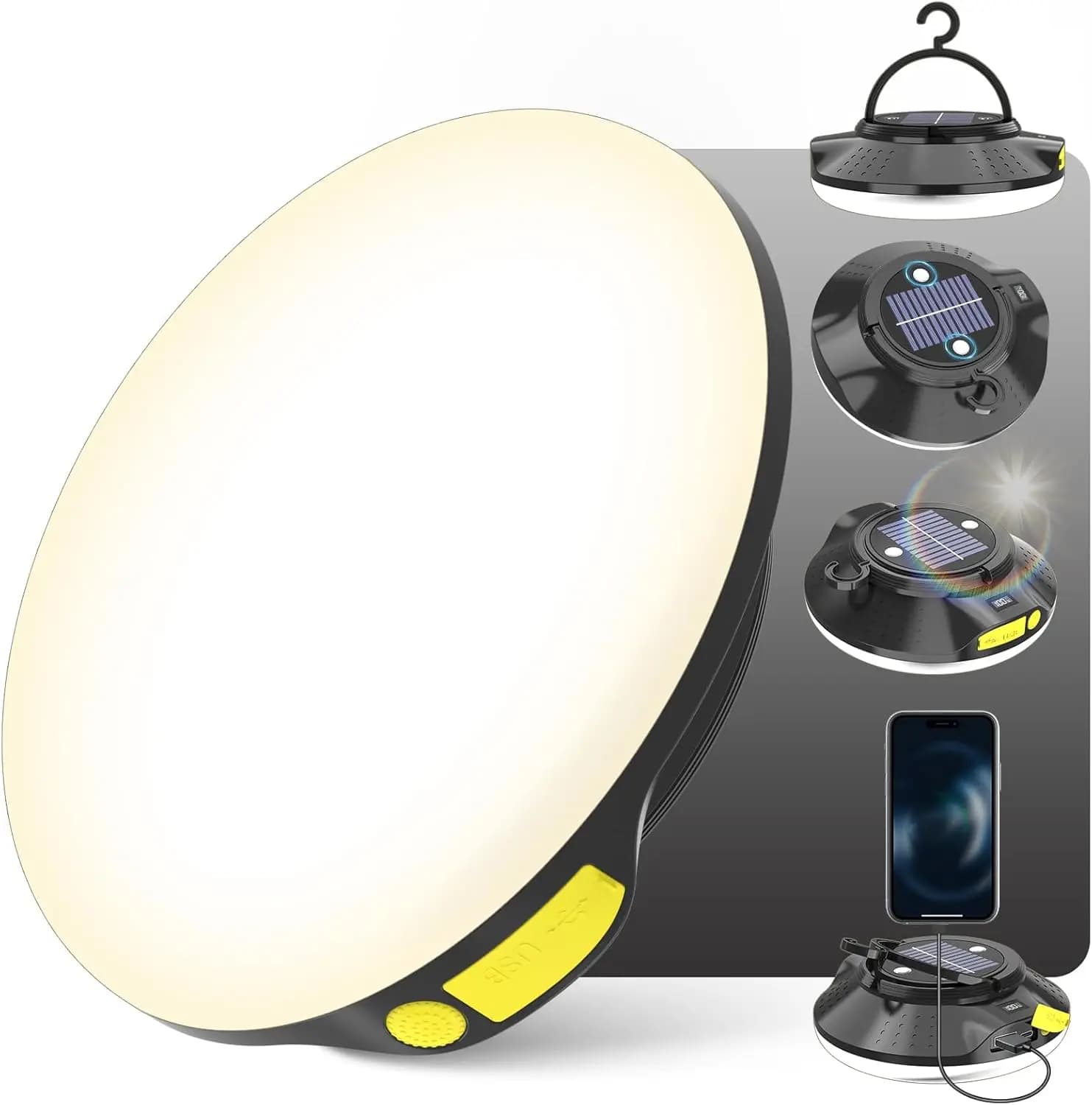 Lanterna da campeggio a LED solare da 16000 mAh 26000LM, torcia impermeabile ricaricabile da 150 W con magnete per tenda, esterno, uso di emergenza