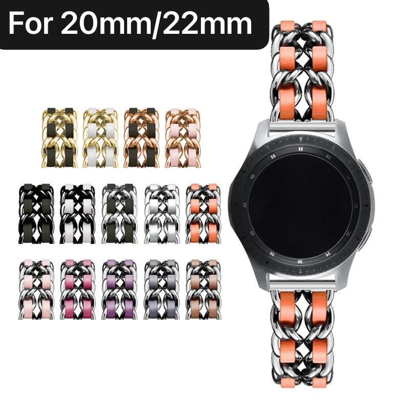 20mm 22mm metallo + cinturino in pelle per Samsung Galaxy Watch 7/6/5/4 Huawei Watch GT5-4 46mm braccialetti uomo/donna cinturino per Amazfit Bip