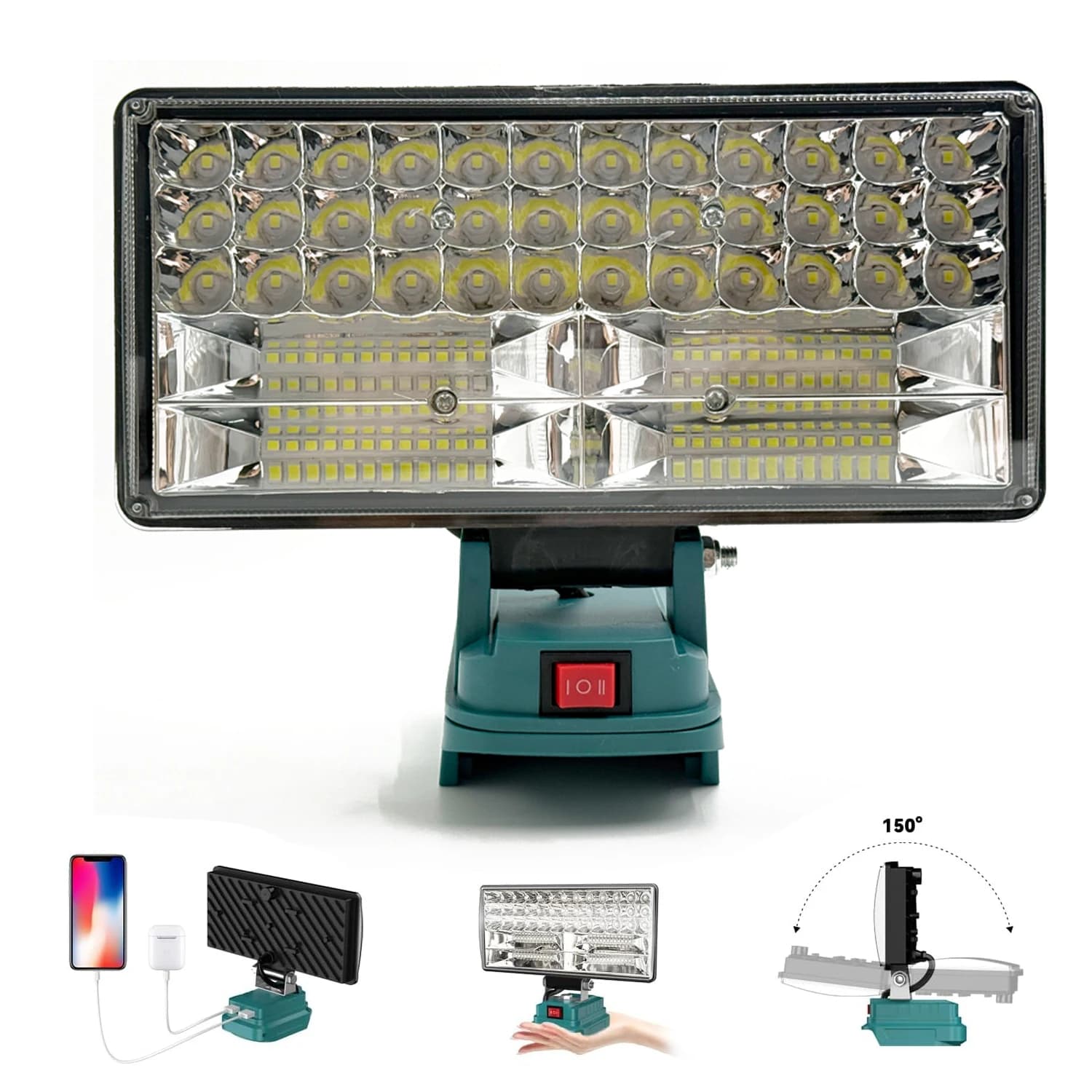 Lampada da lavoro a LED Lampada da lavoro Faretto per lampada a batteria Makita 18v Torcia a luce di inondazione (senza batteria)