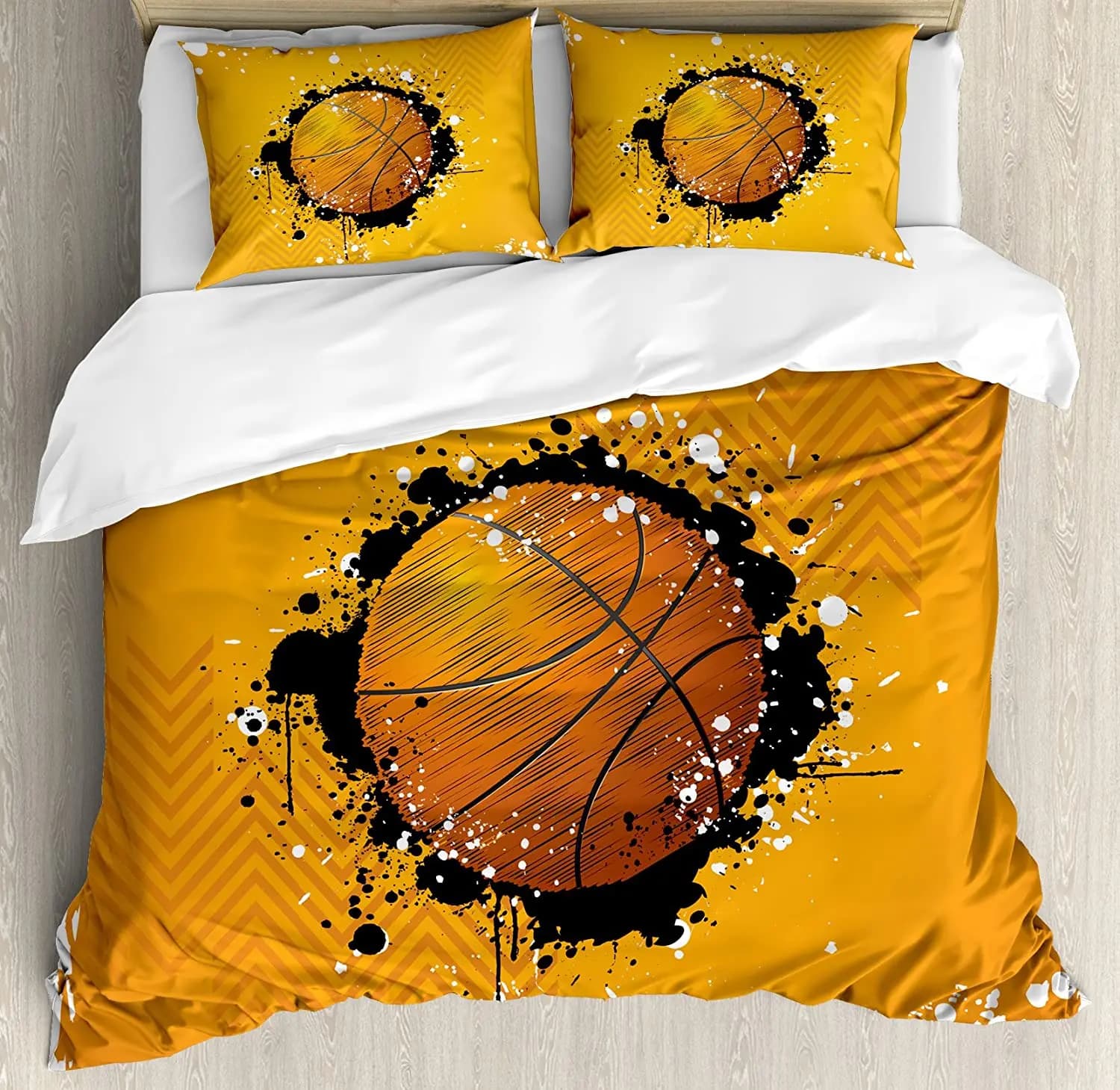 Set biancheria da letto da basket per camera da letto Letto Home Giocatore di basket Silhouette Atleta Competiti Copripiumino Copripiumino Federa