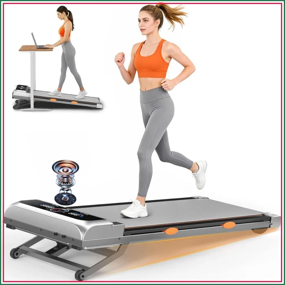 Walking Pad Treadmill with 15% 12-Level Auto Incline, 3.5HP Foldable Under Desk, Bluetooth Speaker, 450LBS Capacity, Remote & RGB Light
