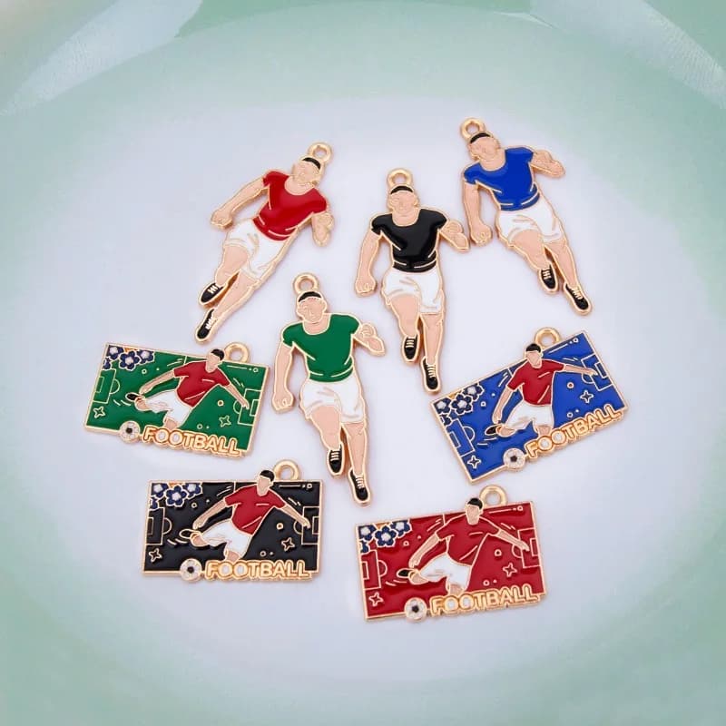 Set da 12 mini iconcine di calciatori per braccialetti, collane, ciondoli e accessori fai da te
