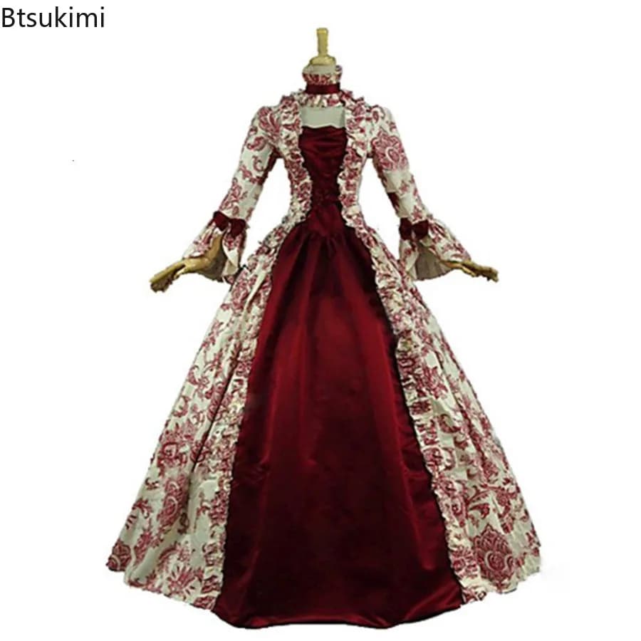 Nuovo abito medievale con maniche svasate per donna Abito da cocktail party gotico rinascimentale vintage Croset Cosplay Abito Maria Antonietta
