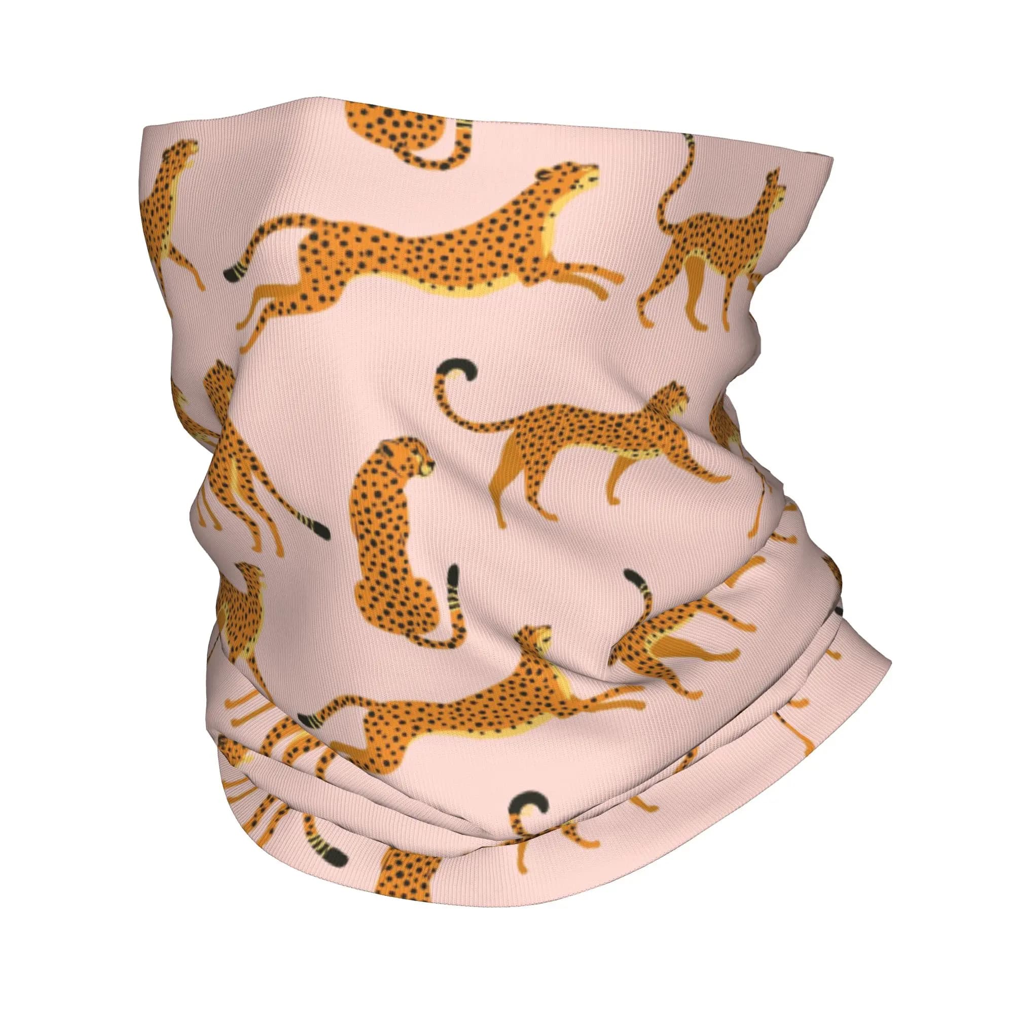 Copricollo bandana con motivo ghepardo rosa, sciarpa magica stampata, calda maschera per il viso, per ciclismo, unisex, per adulti