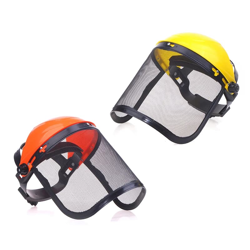 Safety helmet hat for garden lawn mower with integral mesh protective mask for forest protection with mower