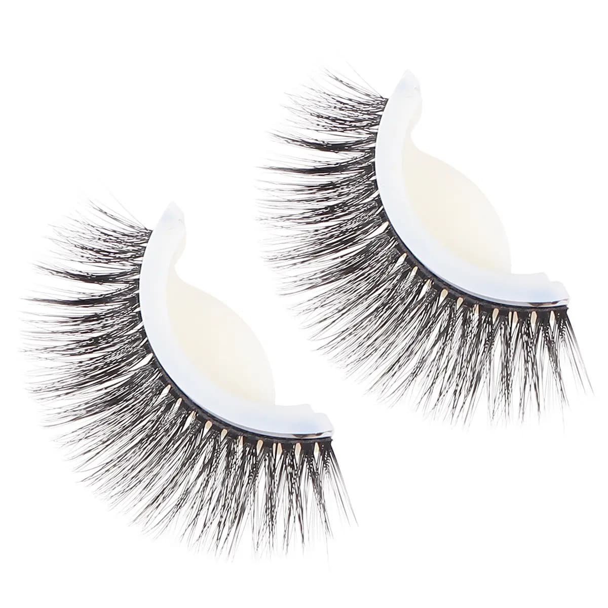3D Fake Eyelashes Reusable Mirrors with Strips Wall decal Replacement, Natural Fin Eyelashes for Makeup and Extension Eyelashes