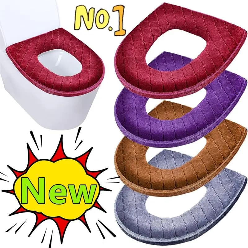 Nuovo coprisedile invernale Coprisedile in peluche Modelli Modello universale impermeabile Anello WC Cerniera lavabile Tappetino da bagno Sedile WC