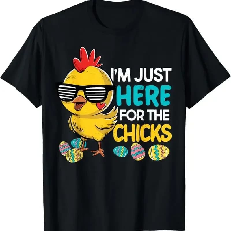 Im Just Here For The Chicks Easter Boys Kids Toddler T Shirt