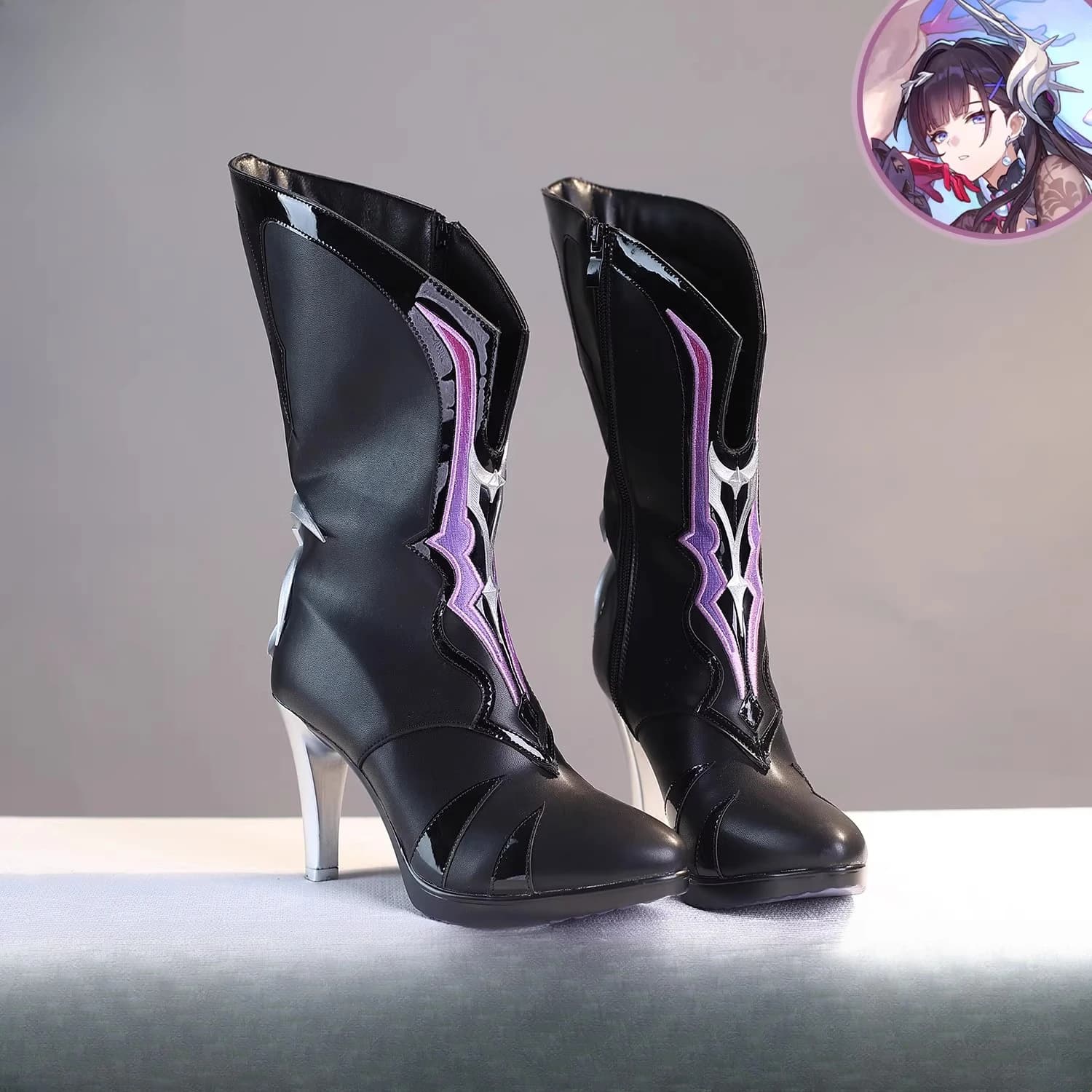 High Quality Hysilens Cosplay Shoes Honkai Star Rail Helektra Women PU Leather Boots High Heel Halloween Carnival Shoes