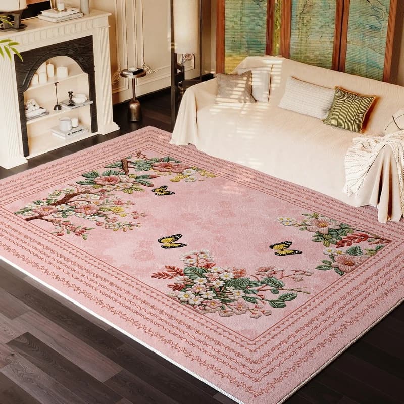 Tappeti in Stile Francese per Soggiorno, Morbidi e Soffici, Tappeto per Guardaroba con Motivo Floreale, Tappeto Decorativo per Camera da Letto, Tappetino Spesso in Peluche per Salotto