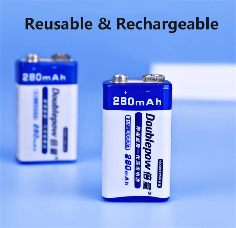 Batteria Ricaricabile Ni-MH 6F22 9V 280mAh con Caricabatterie per Multimetro, Rilevatore di Fumo, Metal Detector, Microfono, Massaggiatore, Giocattoli