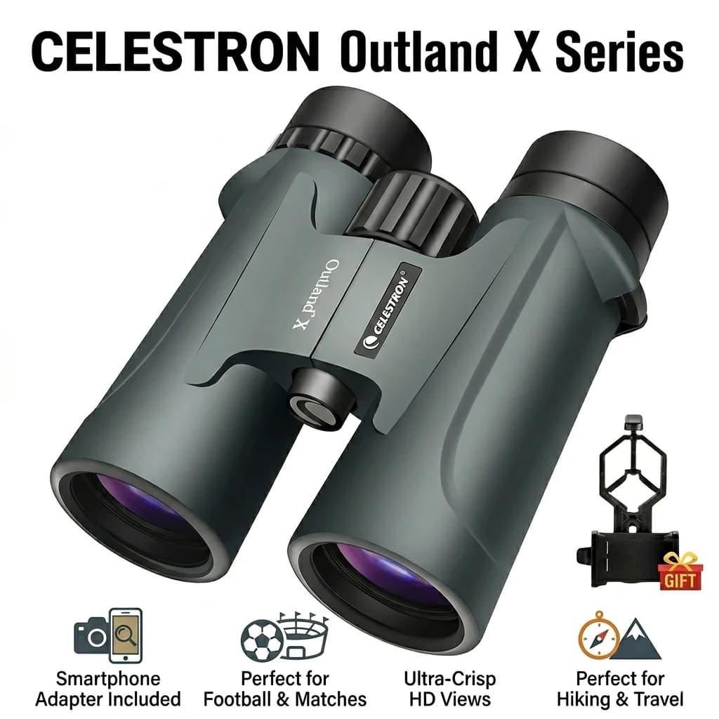 CELESTRON Outland X 8x42 10x42 Binoculars with Free Smartphone Adapter Professional HD Telescope for Hiking Travel Football Matc