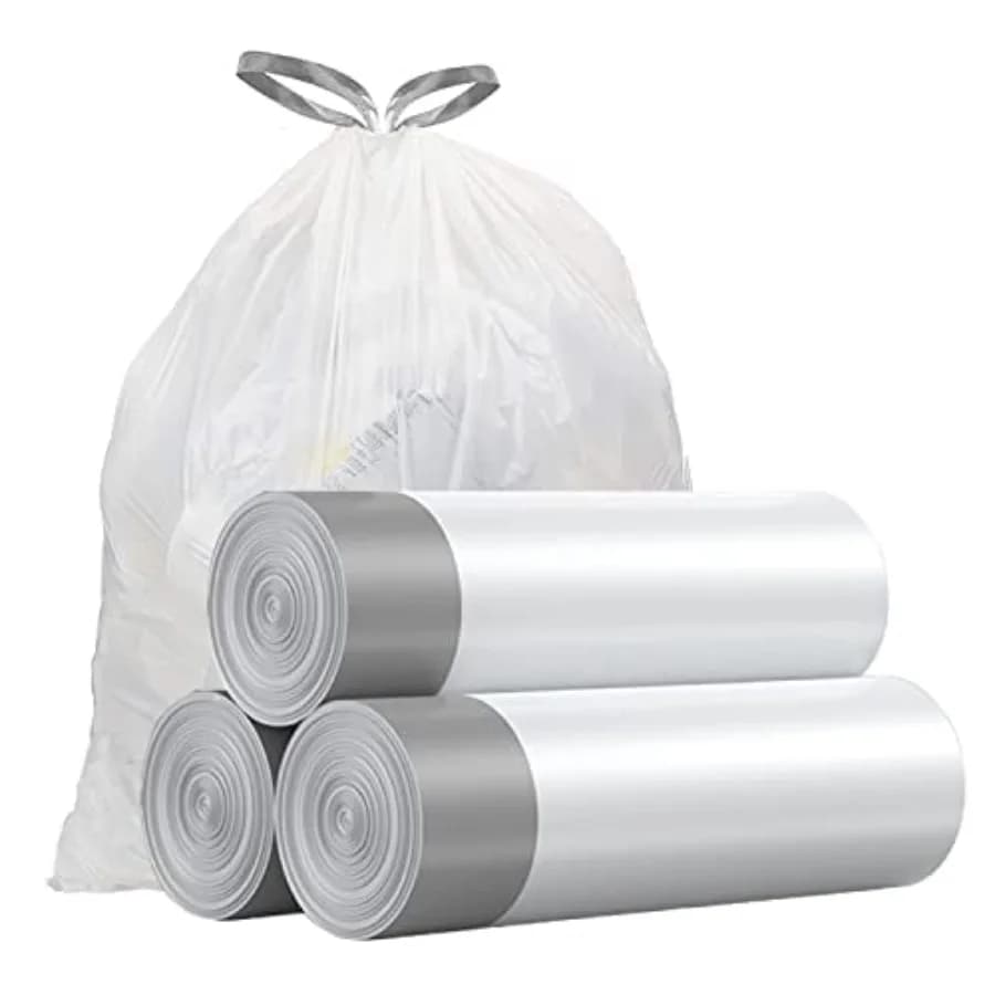 Small Trash Bags 4 Gallon - Drawstring 4 Gallon Trash Bag, Individual Unscented Small Garbage Bags, White 4 Gal Trash Can Liner