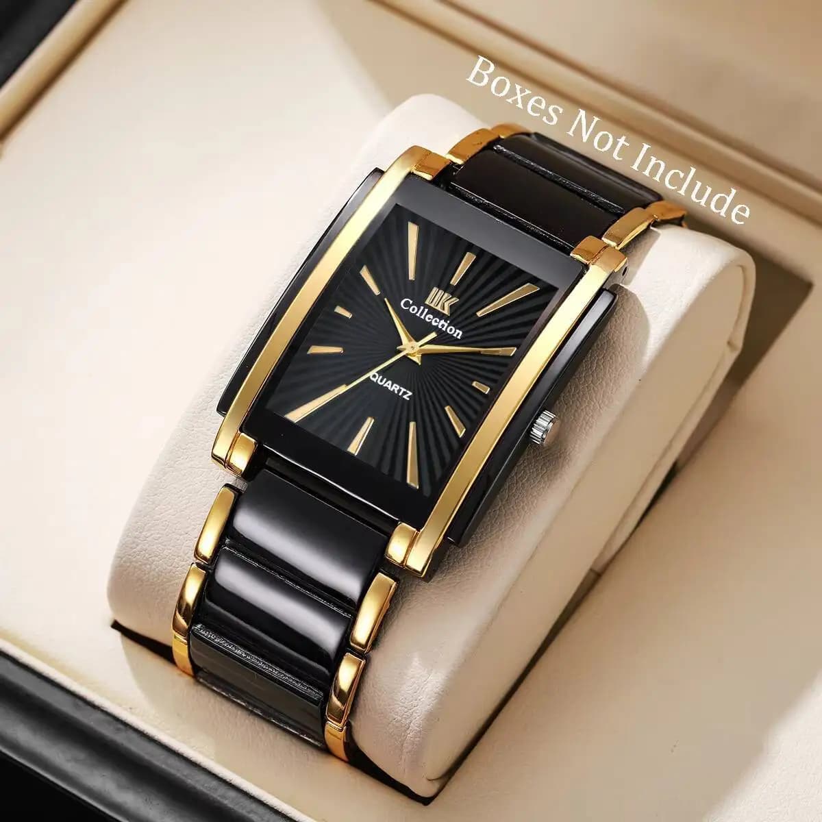 Luxury Rectangular Business Men's Watches Quartz Wrist Watch With Stainless Steel Strap Reloj Hombre (No Box)