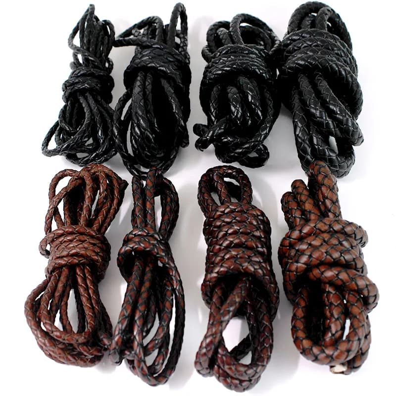 2-1 Meter Braided Round Genuine Leather Cords 3/4/5/6/8mm DIY Handmade Leather Strap String Cord For Jewelry Making Accessories