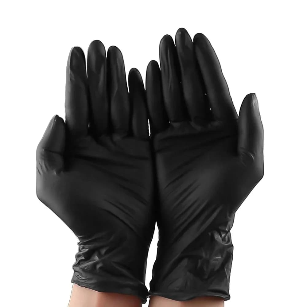 Guanti monouso in nitrile nero Guanti per pulizia testurizzati senza lattice da 10 pezzi perfetti per tatuaggi meccanici industriali automobilistici
