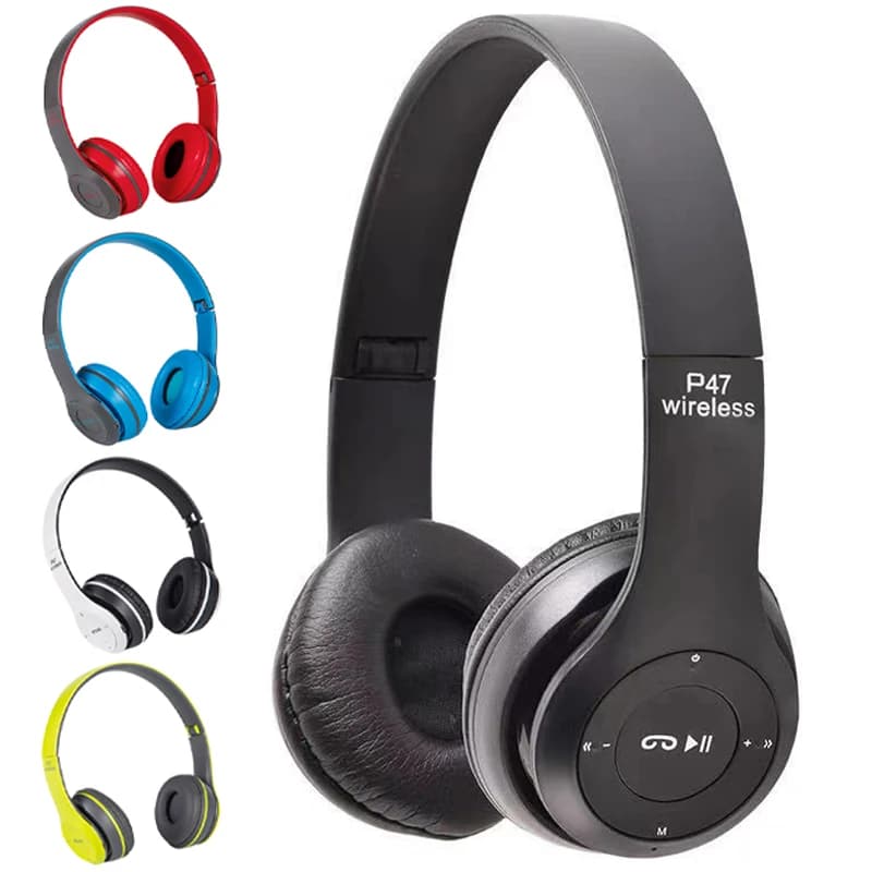 Cuffie Wireless P47 5.0 Bluetooth, Auricolari Pieghevoli TWS HiFi, Supporto Scheda TF, Cuffie Stereo con Bassi e Microfono