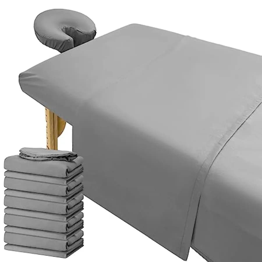 Set di 6 lenzuola in microfibra per lettino da massaggio, set di 3 lenzuola per lettino spa, copriletto grigio per lettino da massaggio, include lenzuolo piatto e lenzuolo con angoli.