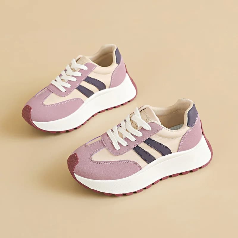 Women's Casual Summer sneakers with thick sole, Soletta Morbida Ammortizzato, Anti-slip, Bianche, Comfortable Stroller Shoes