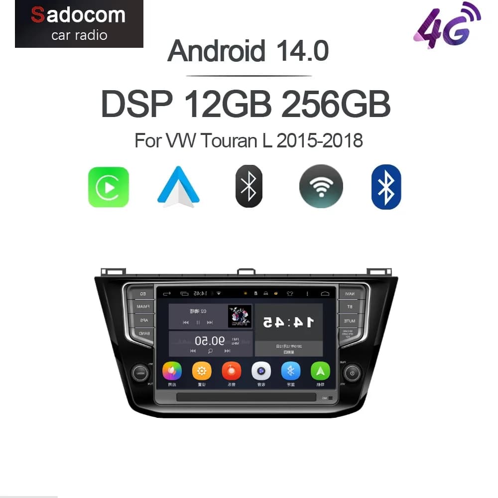 Autoradio CarPlay 7\" DSP Android 15 8 Core 12GB RAM 256GB ROM GPS Multimediale per VW Touran L 2015-2018