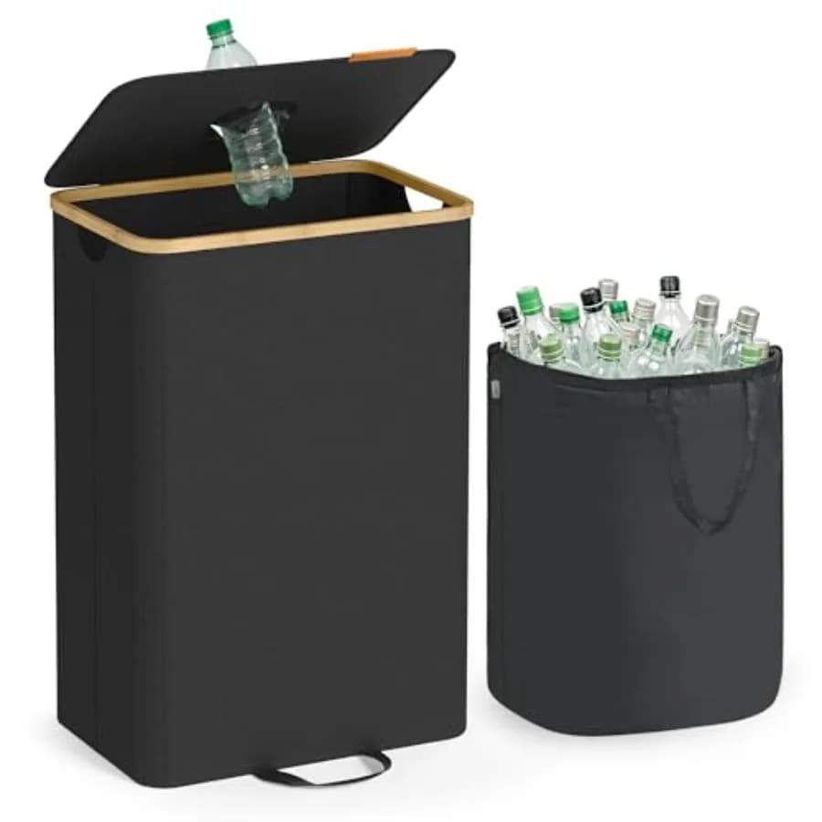 Recycling Bin for Kitchen 26.4 Gallon. Bottle Recycling Container, Collection Bin, for Metal, Plastic, Paper, Glass, Inner Bag