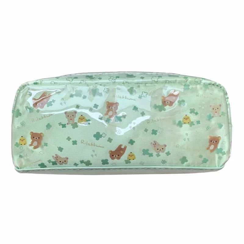 Astuccio per matite Rilakkuma Clover Astuccio per matite per orsi anime Astuccio per matite scolastici carino in PVC impermeabile verde Kawaii per ragazze e bambini