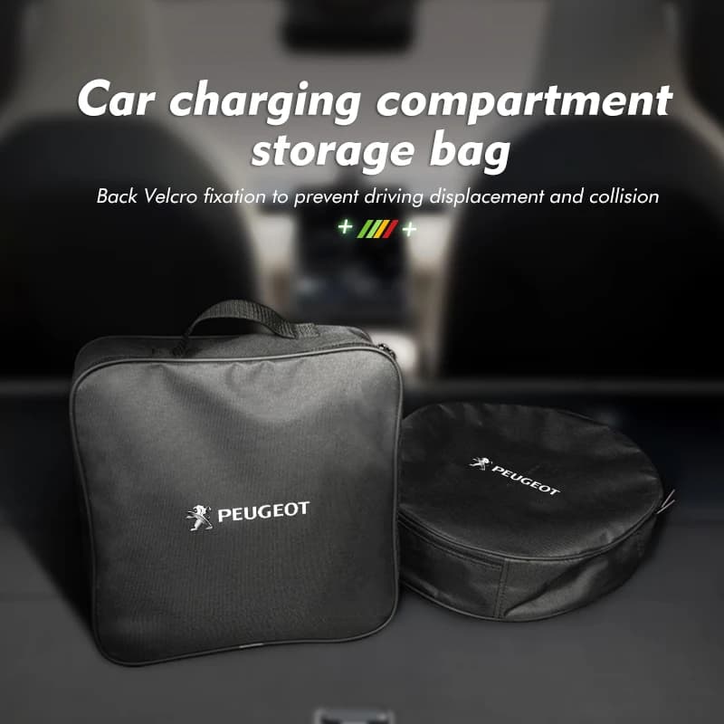 For Peugeot EV Charger Cable Organizer Car Rechargeable Gun Storage Pouch 206 207 208 107 106 205 4008 301 607 108 807 407 508
