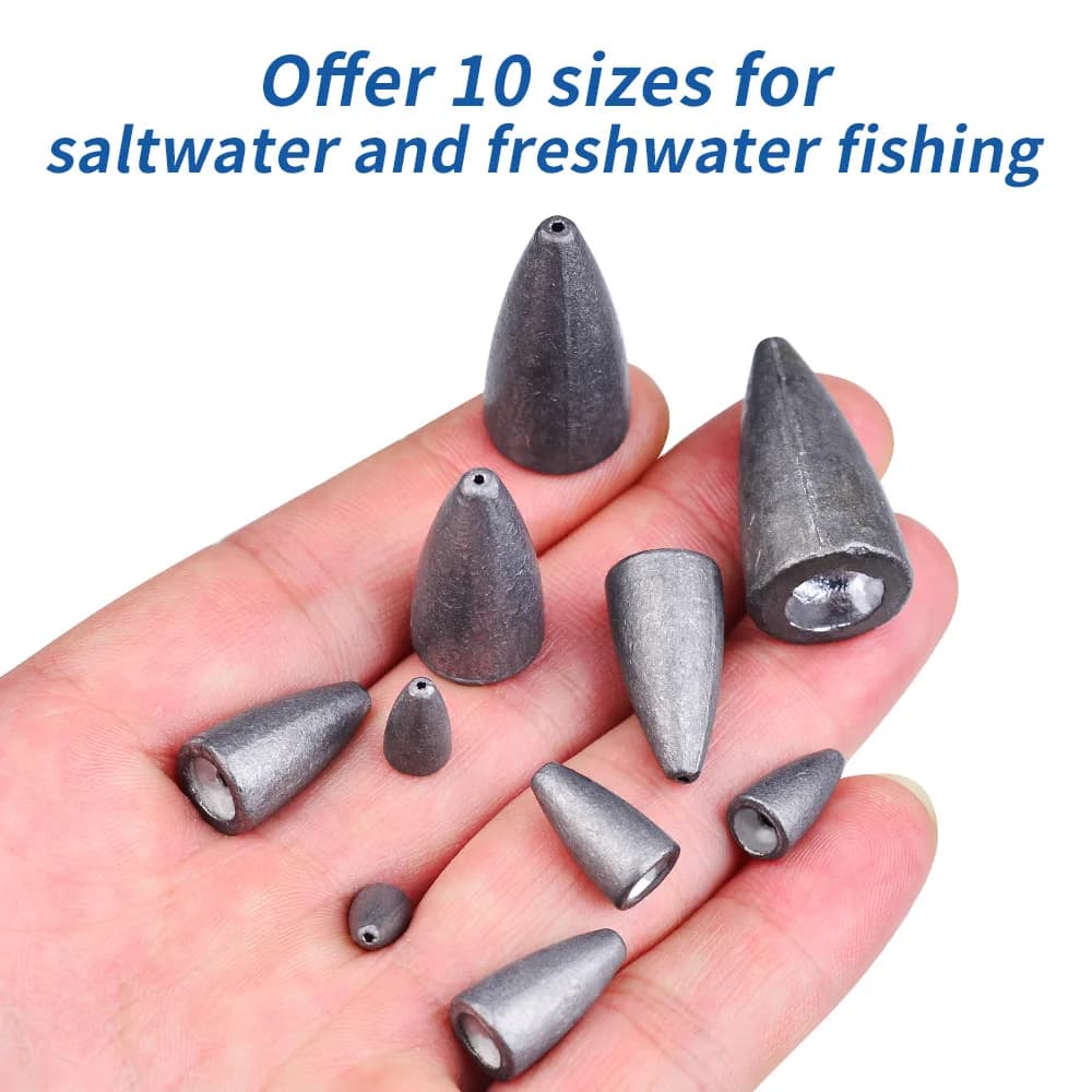 10pcs Bullet-Shaped Lead Weights Bullet-Head Lead Weights Anti-Snagging Fishing Accessories - Essential Fishing Gear