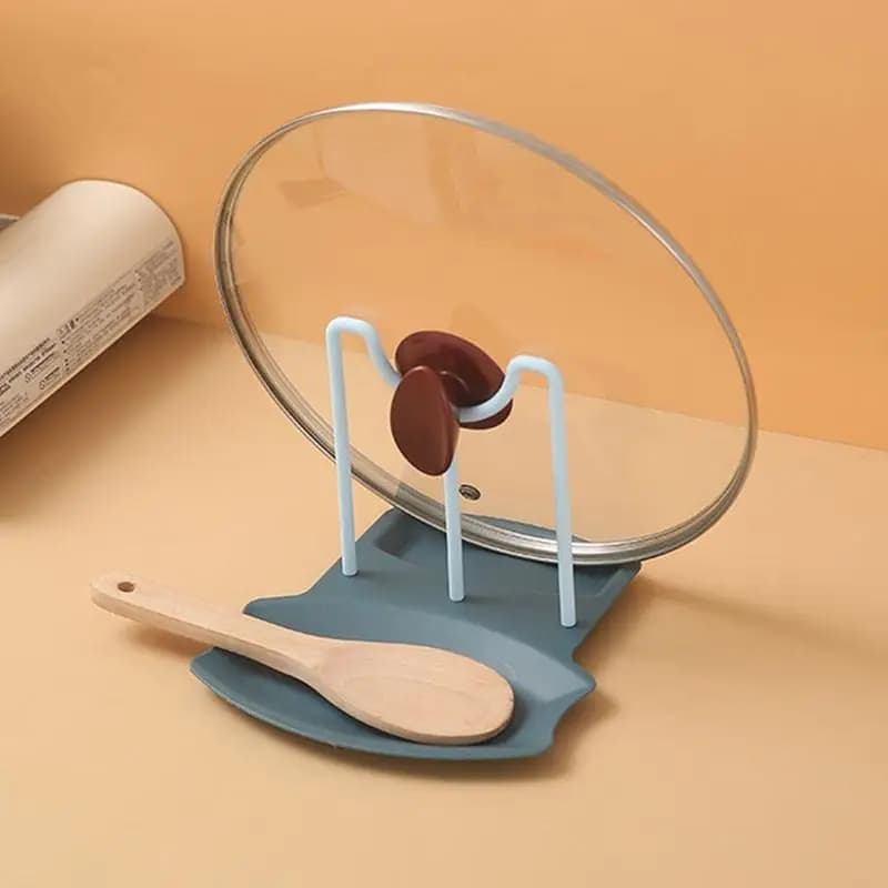 1PC Kitchen Organizer Pot Lid Storage Rack Shelf Countertop Punch Free Spoons Pad Bracket Home Kitchen Shelves Accessories Tools