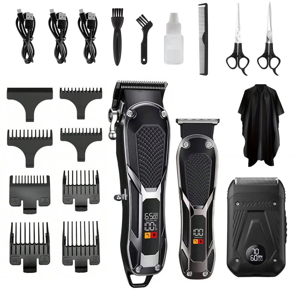 Professional Electric Hair Clipper Set Rechargeable Men's Trimmer and Shaver USB Charging Beard Trimmer Gifts for Men Adults