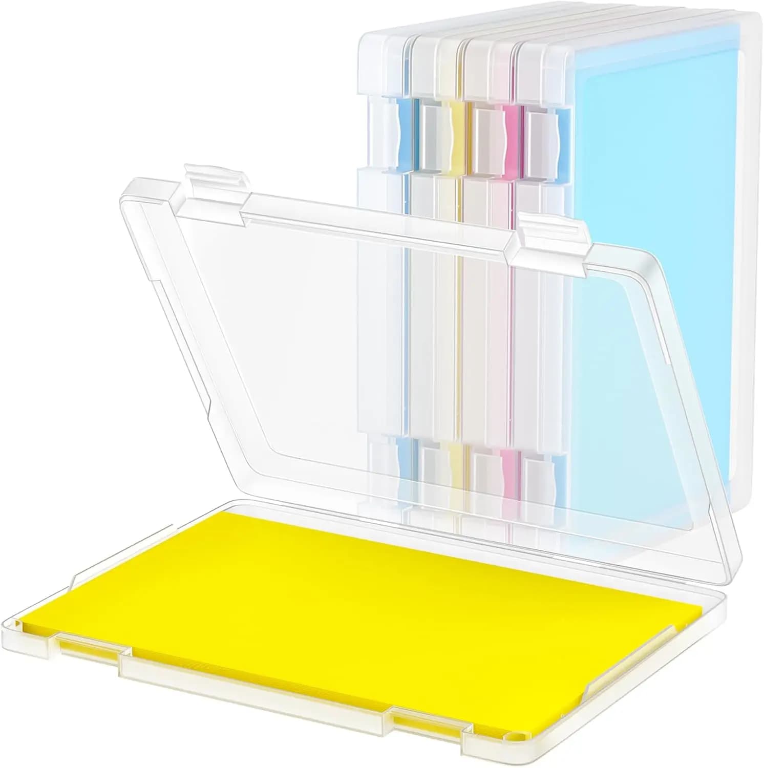 1 Confezione Scatola Portadocumenti A4, Organizzatore Trasparente per Documenti, Contenitore in Plastica per Archiviazione