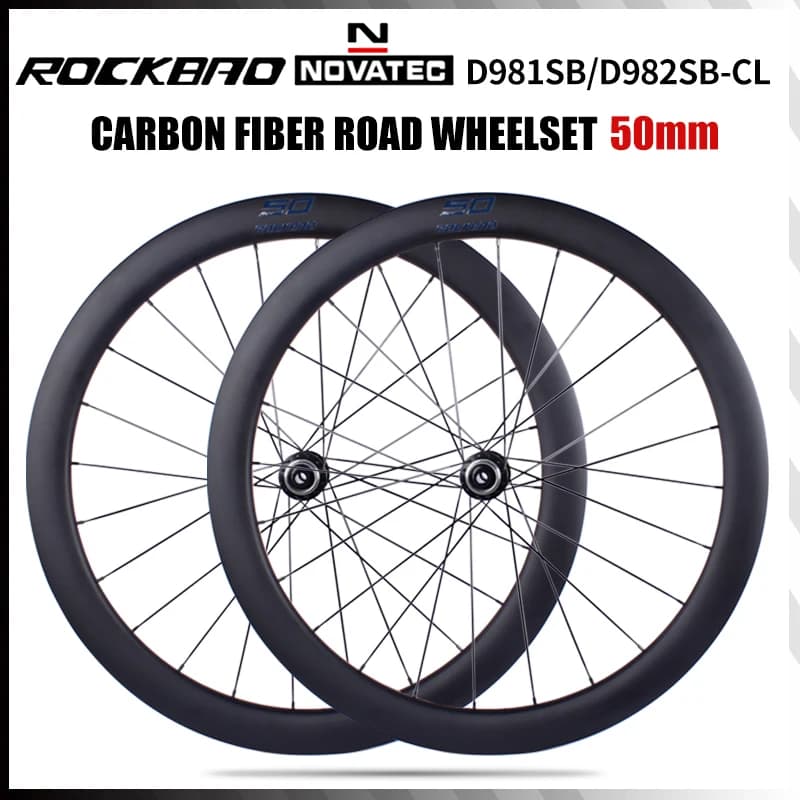 Ruote per bici da strada Novatec ultraleggere in fibra di carbonio 700C D981/D982SB 100x12mm 142x12mm Center Lock 7/12S 50MM Ruote per bicicletta da strada