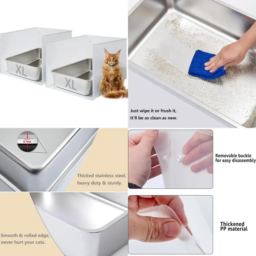 Lettiera per gatti extra large in acciaio inossidabile con custodia, controllo degli odori premium, lettiera XL Kitty per gatti