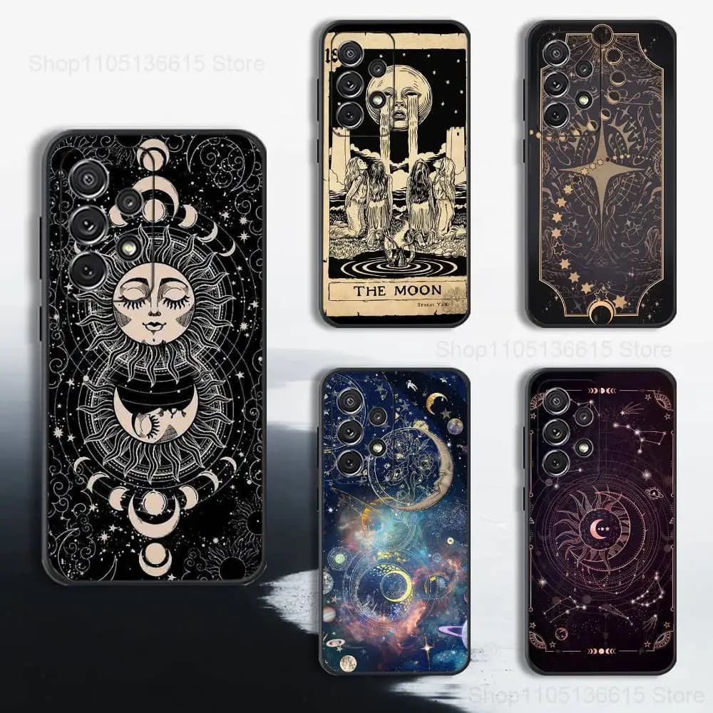 Custodia per telefono Totem Tarocchi Mistero per Samsung S25, S24, S23, S22, S21, S20, S10, S9, Ultra, Plus, Lite, FE, Cover morbida in silicone nero