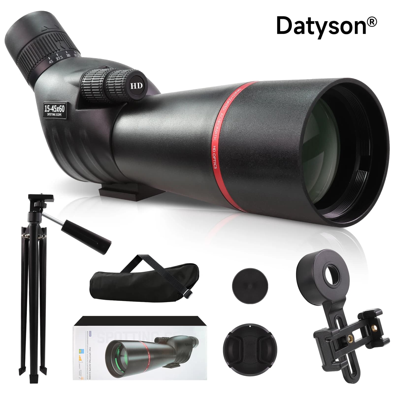 15-45x60 Spotting Scope with Full Size Tripod, Spotting Scopes for Bird Watching, Wildlife Viewing，Portable with Carrying Bag