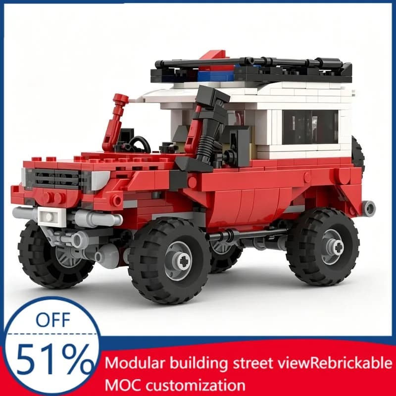 525PCS Customize Landcruiser LJ73 Off-Road Vehicle MOC Model Building Blocks DIY Assembly Educational Birthday Christmas Gifts