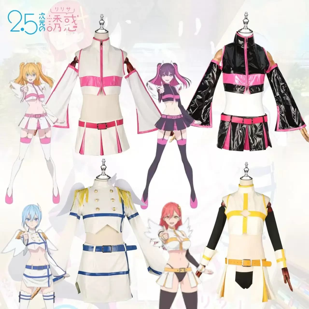 2025 Anime Dimensionale Veraki Lilysa Amano Liliel Cosplay Kostuum Pruik Vleugel Kousen Rok Set Leer Wit Uniforme Meisjes