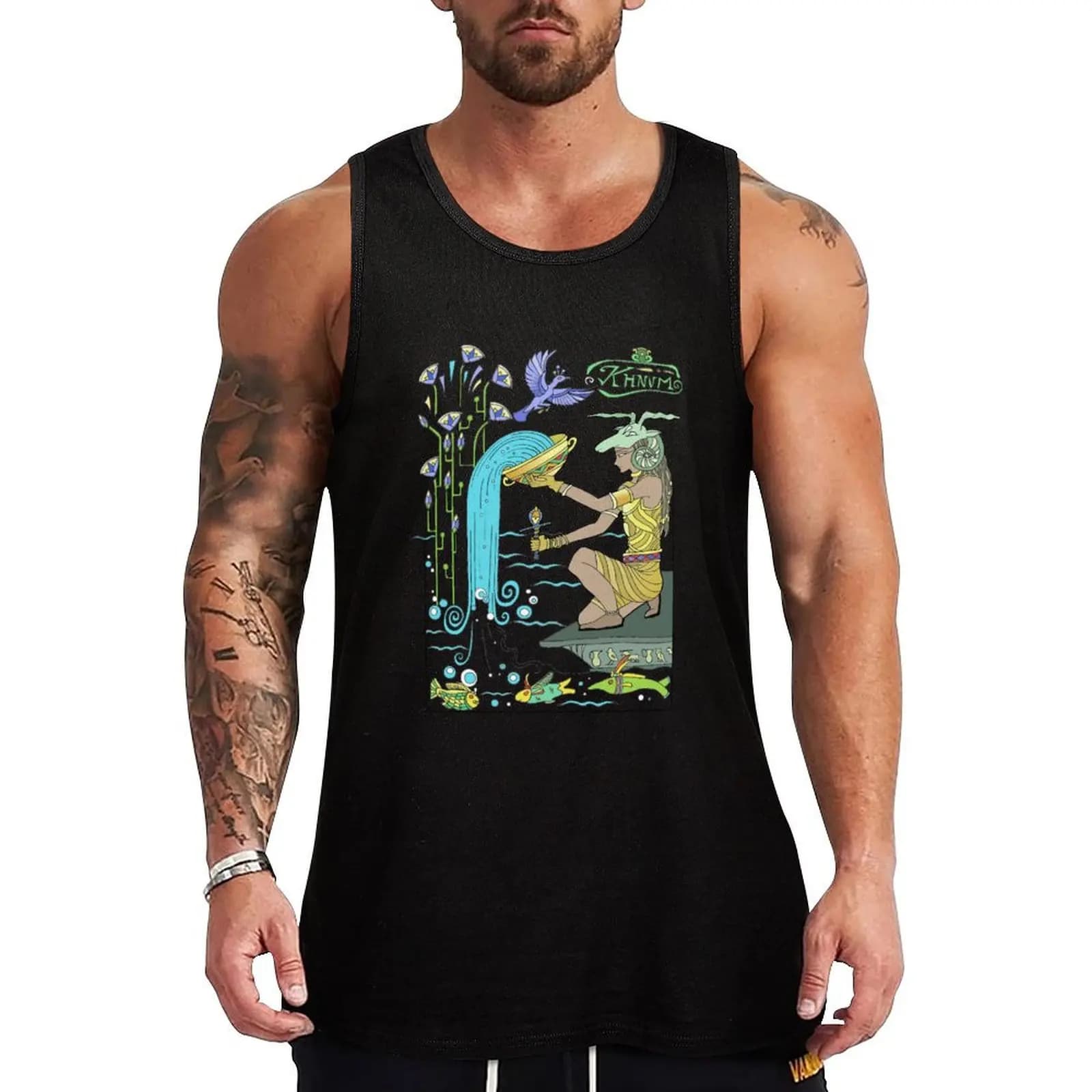 Canotta sportiva Khnum Egyptian God Tank Top, canotta da allenamento leggera e traspirante