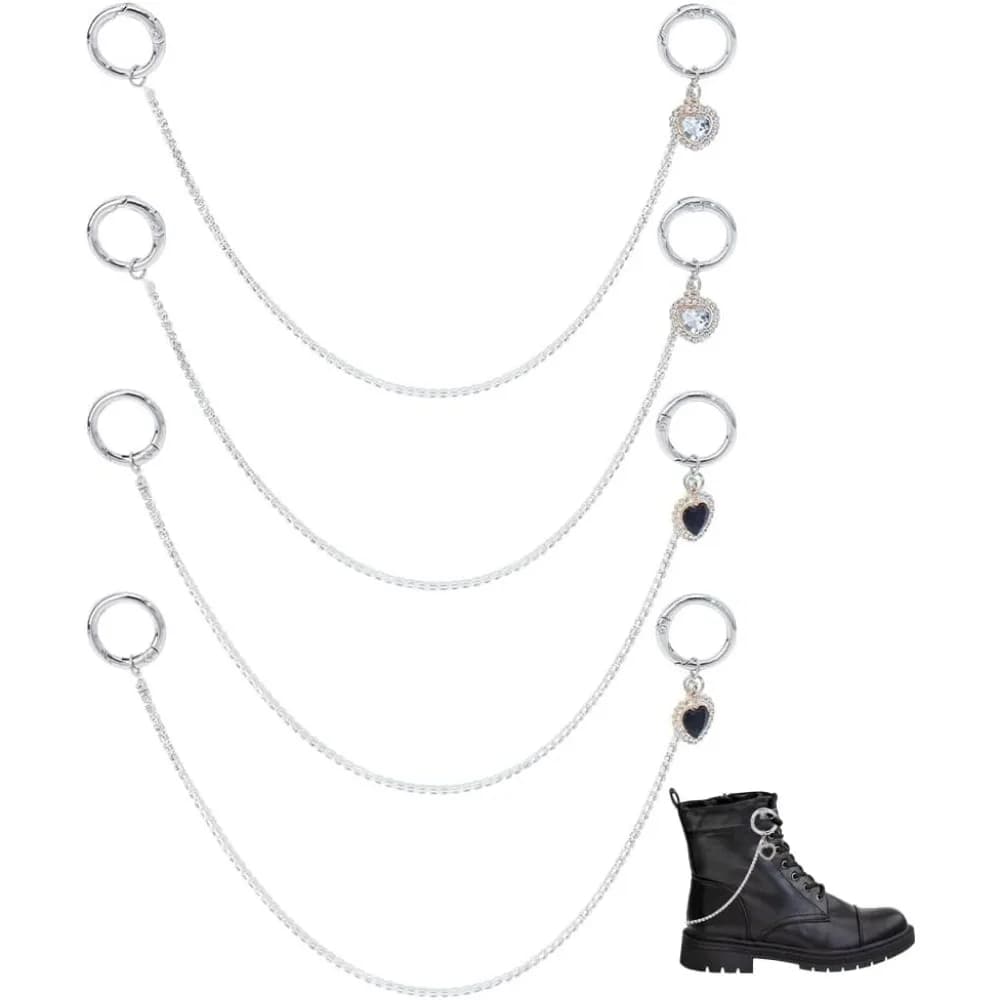 4 Pezzi Ciondoli per Scarpe in Metallo Punk, Catene Decorative per Lacci, Accessori Cool per Scarpe, Stivali, Sneaker, Borse, Pantaloni, Portachiavi
