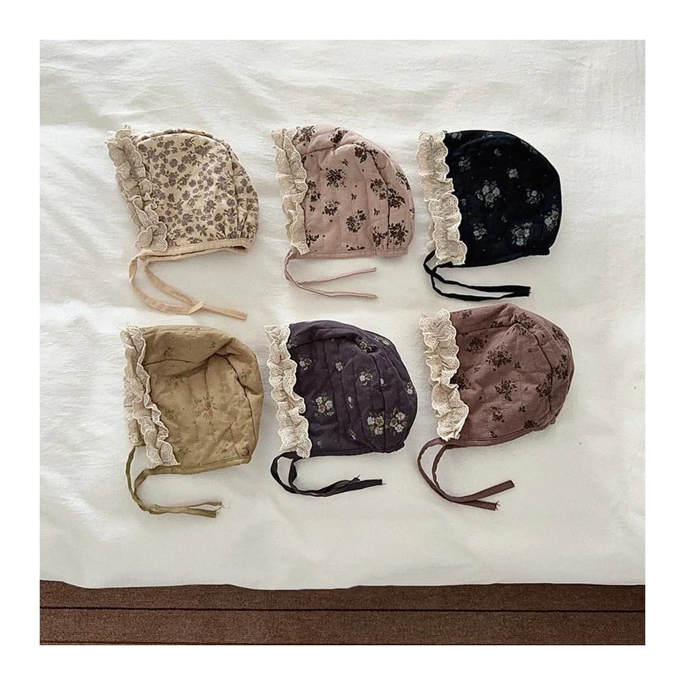 MILANCEL New Winter Kids Hat Cute Floral Splicing Lace Children Ear Protection Hat 8 Colors Girls Palace Cap
