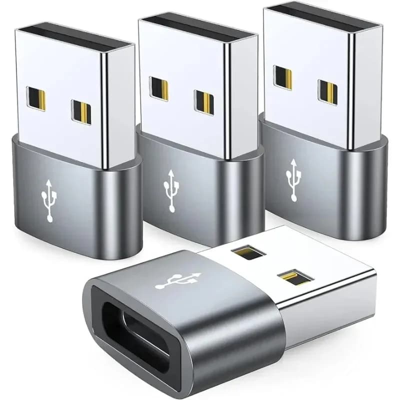 Adapter from 4/5 pieces USBC female to USB male Charger cable converter from type C to USB A, compatible with iPhone iPad Samsung Galaxy Pixel